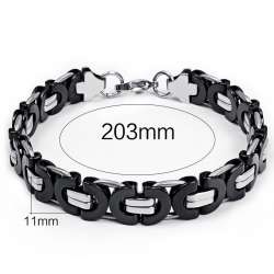 bracelet chaine de vélo / moto acier inoxydable bijou mode taille 203 mm L 11mm