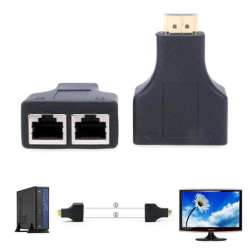 Répéteur Extension HDMI UTP RJ45 LAN HD 1080P 3D Jusqu'a 30m Adaptateur - Noir