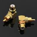 RCA Angle Droit Connecteur Plug Adaptateurs Male à Female 90° dorée or M/F
