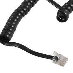Cable avec fiche rj9/4p4c noir pour combiné de téléphone spiralé extensible