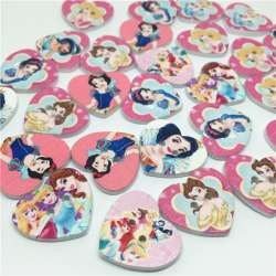 Lot de 10 boutons cœur ( coeur ) Disney 25 x 22 mm env. bois bébé couture scrapbooking art créatif mercerie