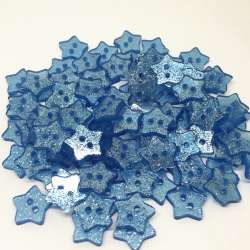 lot de 20 boutons étoile 14mm env. bleu clair paillette bébé couture scrapbooking art créatif mercerie