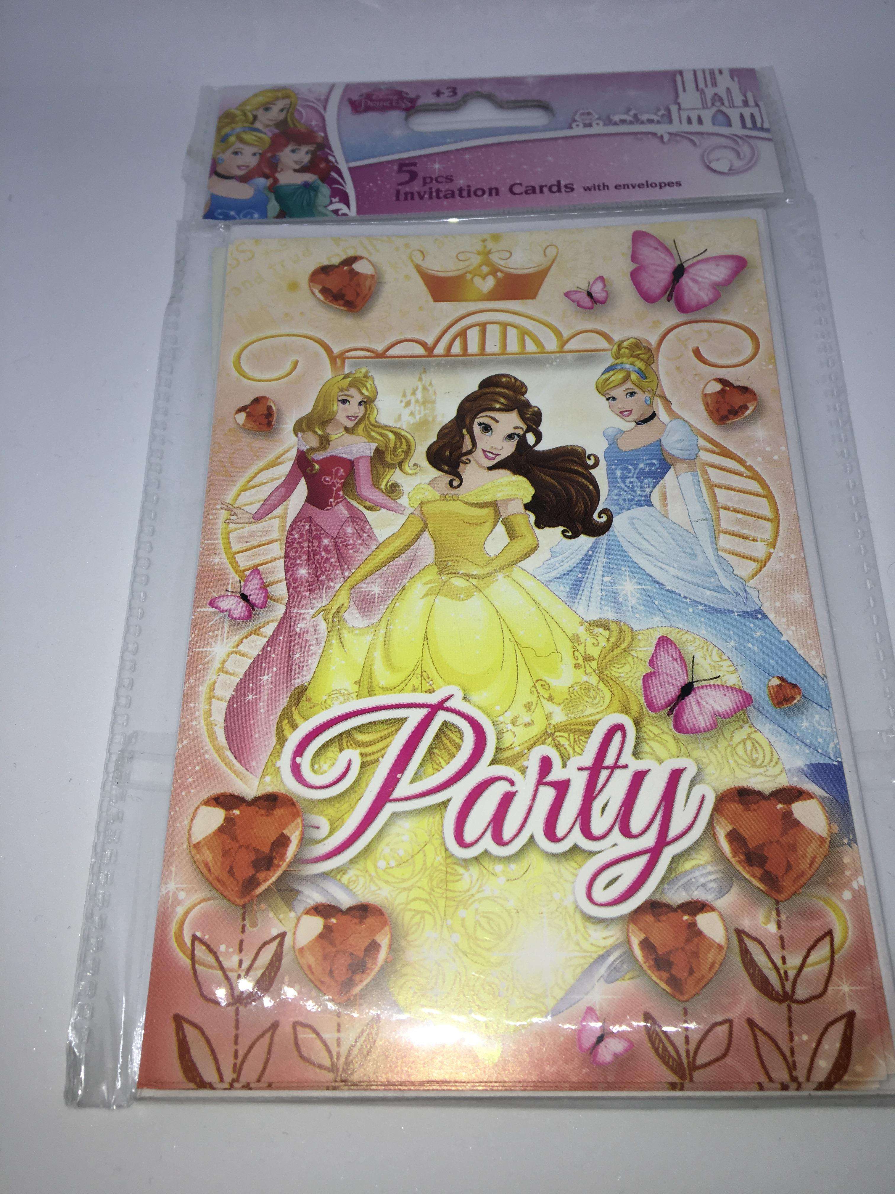 Lot De 5 Carte Invitation Disney Princesse Super Heros Enfant Fete Anniversaire Cadeau Les Accessoires Volants