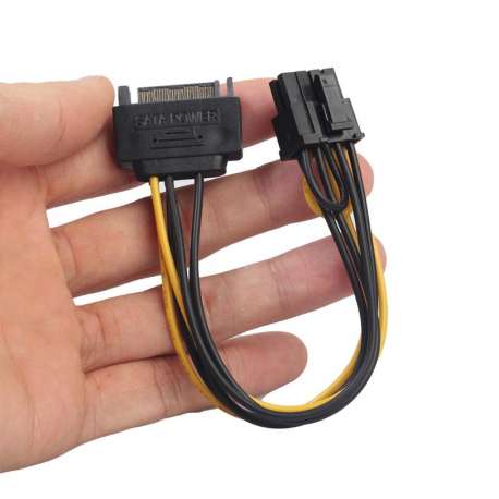 Câble d'Alimentation SATA 15pin vers PCI-E (6+2) 8 pin Adaptateur Convertisseur