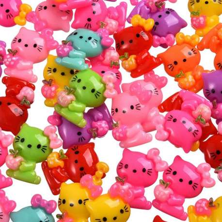Lot 10 PERLE HELLO KITTY CHARMS EMBELLISSEMENT SCRAPBOOKING DECORATION cabochon Flat back