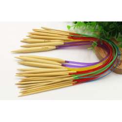 Aiguille à tricoter circulaire bambou N°2 -10 long. 80cm long. tige 14cm couleur