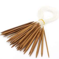 Aiguille à tricoter circulaire bambou N°2 -10 long. 60cm long. tige 14cm couleur